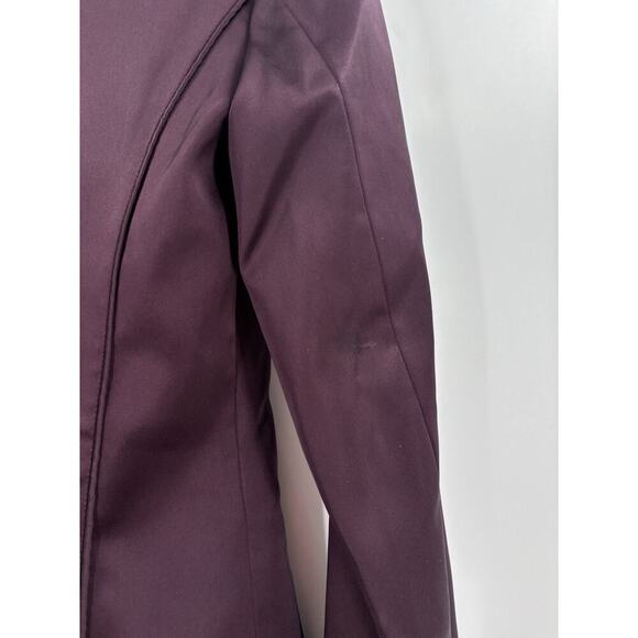 Cache Vintage Blazer Womens Small Burgundy Purple Satin Rhinestone Jacket Button - Picture 10 of 16
